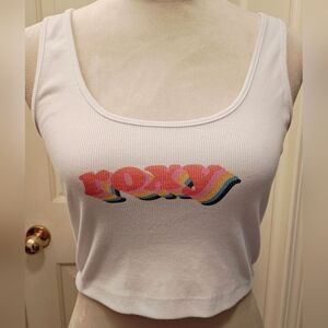 Y2K ROXY Retro Stack Di Ribbed Tank Crop Top.